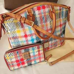 Dooney & Bourke Purse with Classic Leather Trim and Stap / MatchingWallet